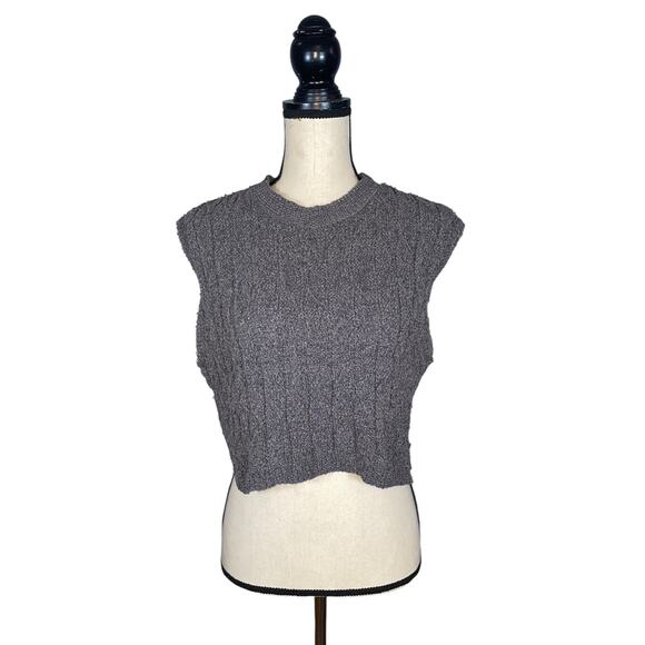 Intimately Free People Gray Cable Knit Crop Sweater Vest    Size: S - Picture 1 of 4